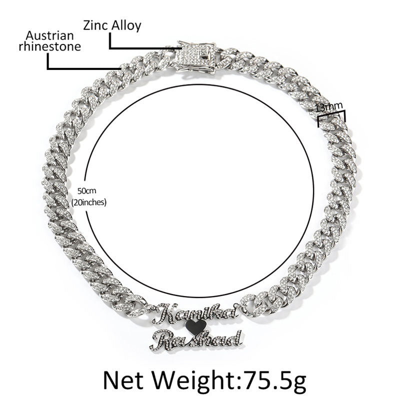 Moissanite can Customize Letter Cuban Chain
