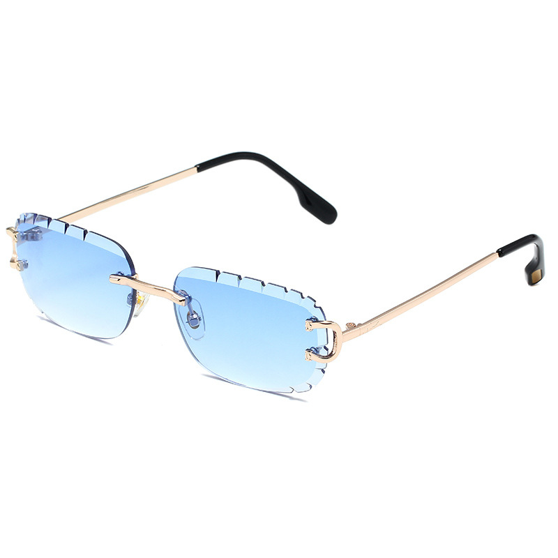 New Pattern Cut Edge Oval Frameless Sunglasses