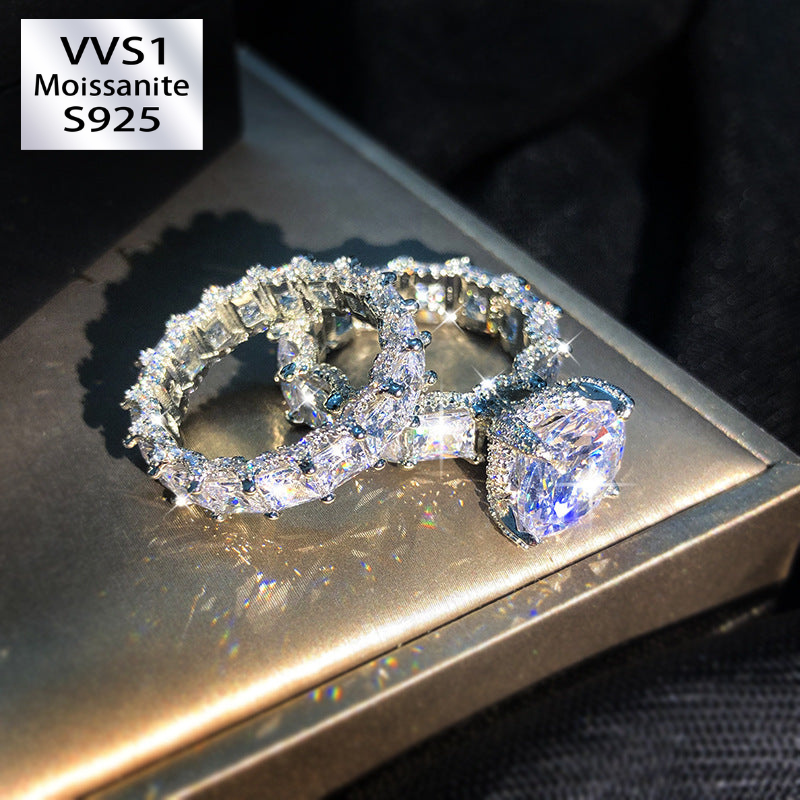 1.8 Ct Moissanite Round Cut 5-Claw Mirco Pave Ring