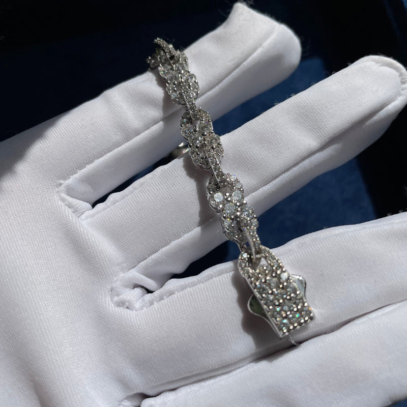 Moissanite Horizontal Figure 8 Infinite Cross Bracelet