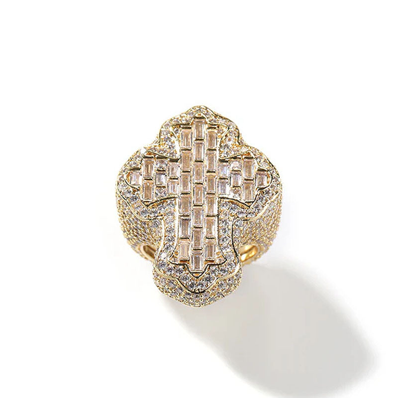 Baguette Flower Bud Moissanite Cross Ring
