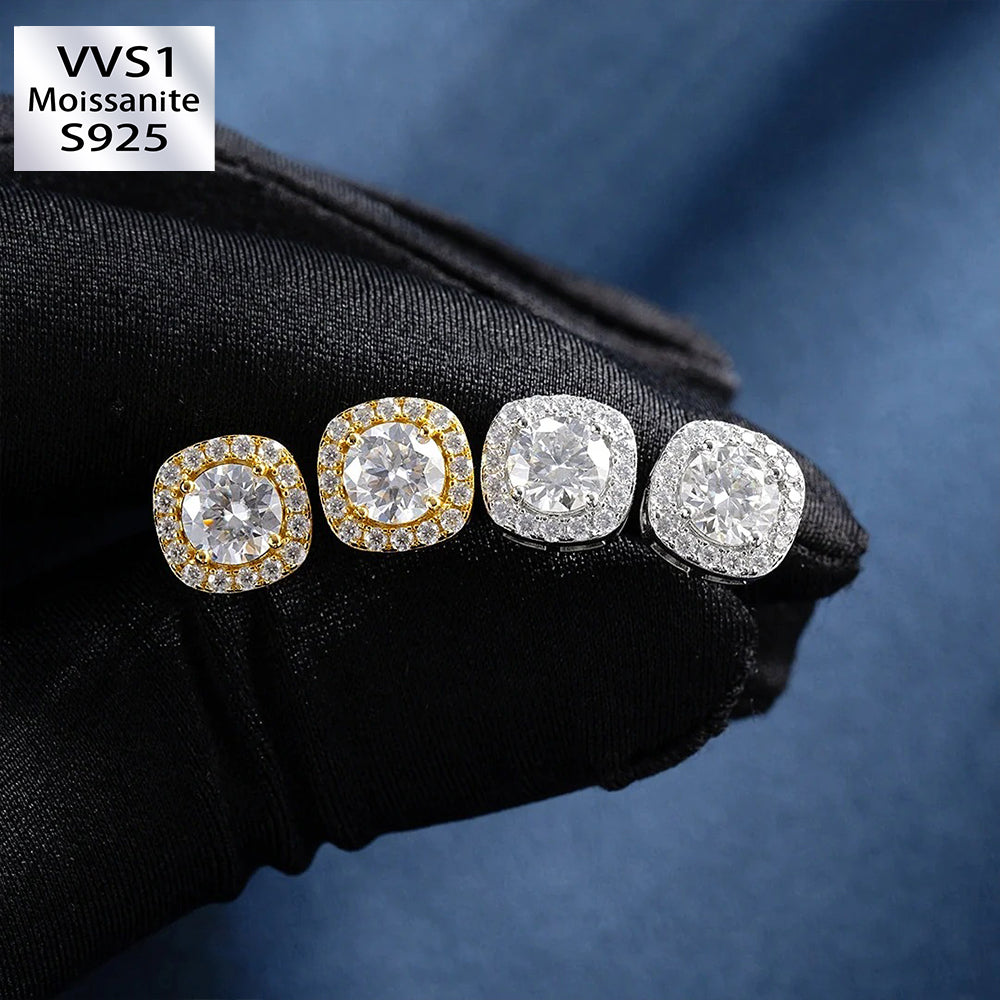 0.5 Carats *2 VVS1 Moissanite 925 Sterling Silver Square Stud Earrings