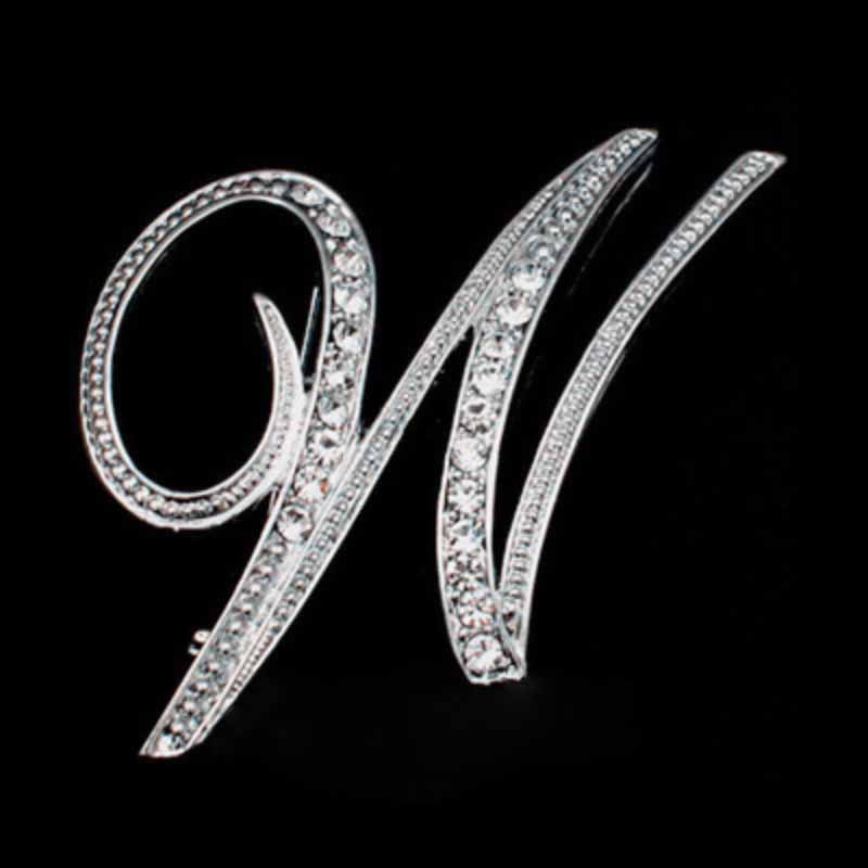Moissanite Initial Letter Jewelry Brooches
