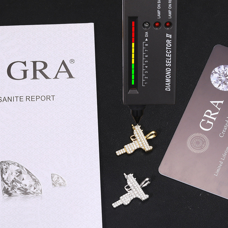 S925 Moissanite Uzi Charge Pendant Necklace