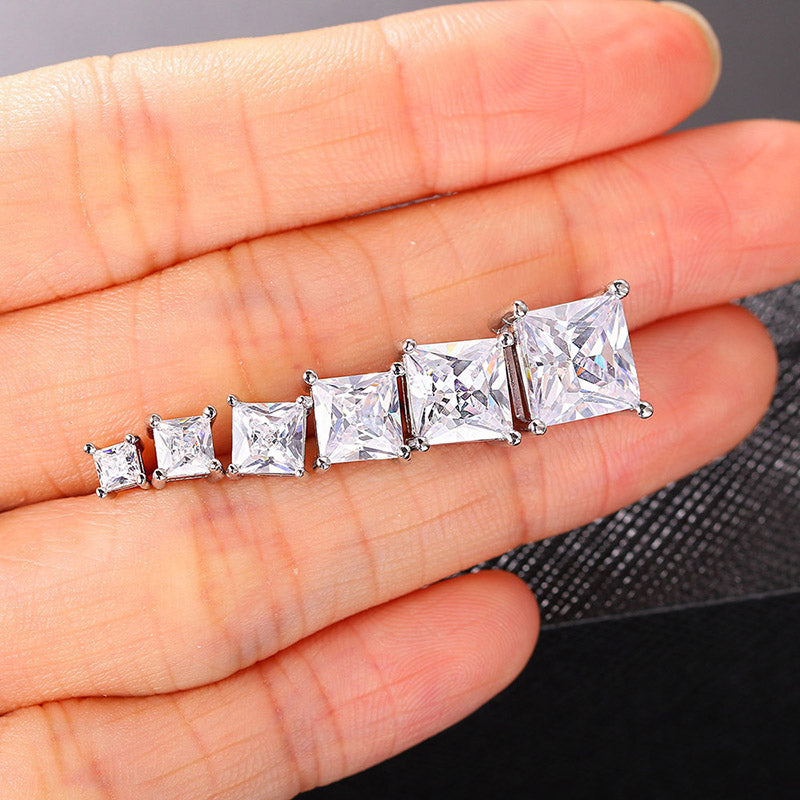 4-Prong Square Princess Cut Moissanite Earrings