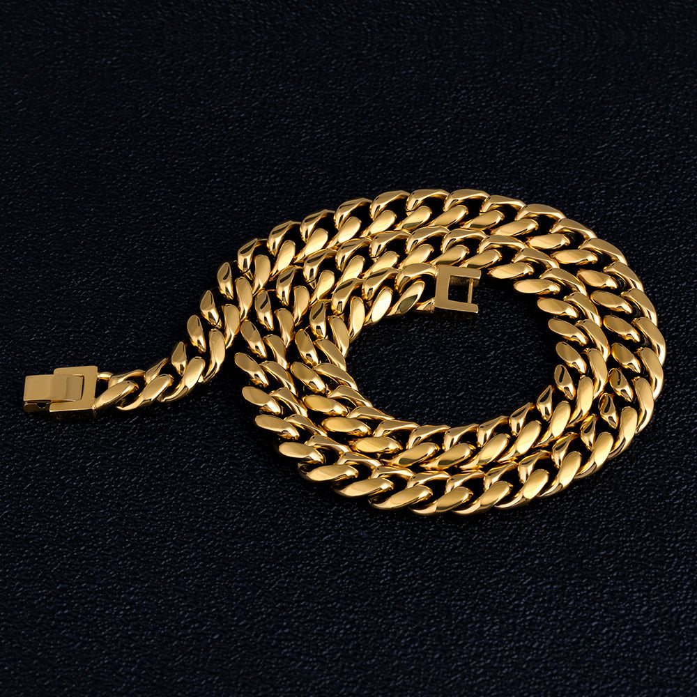 10mm Cuban Link Chain in 18K Gold for Men's