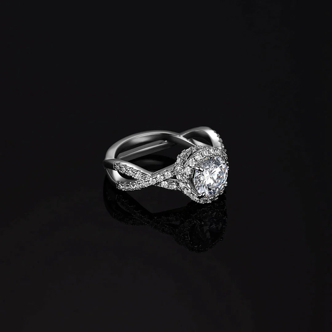 Classic Twist Halo Moissanite Engagement Ring