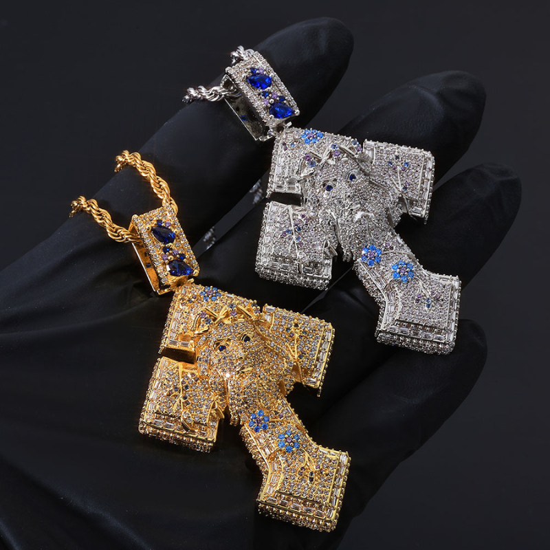 Moissanite Colorful Jesus Cross Pendant