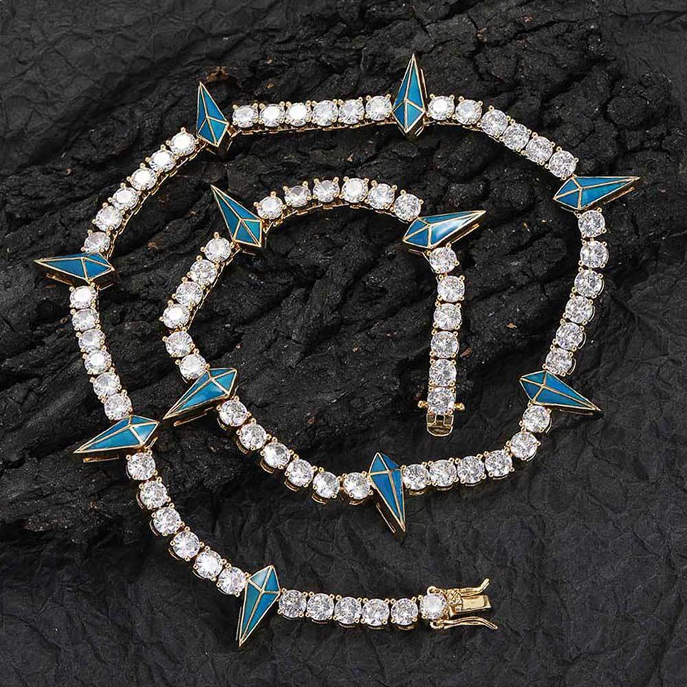 5mm Moissanite Purple Fight Tooth and Claw Tennis Chain