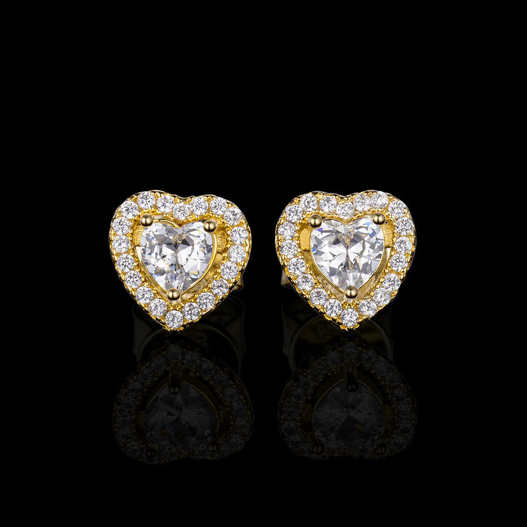 S925 & VVS Moissanite "Heart Shaped Halo" Earrings (Total 1CT )