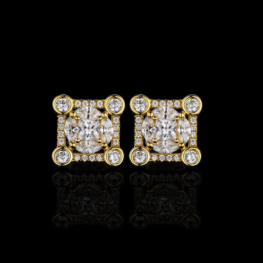 S925 Moissanite Solitaire Square Stud Earrings