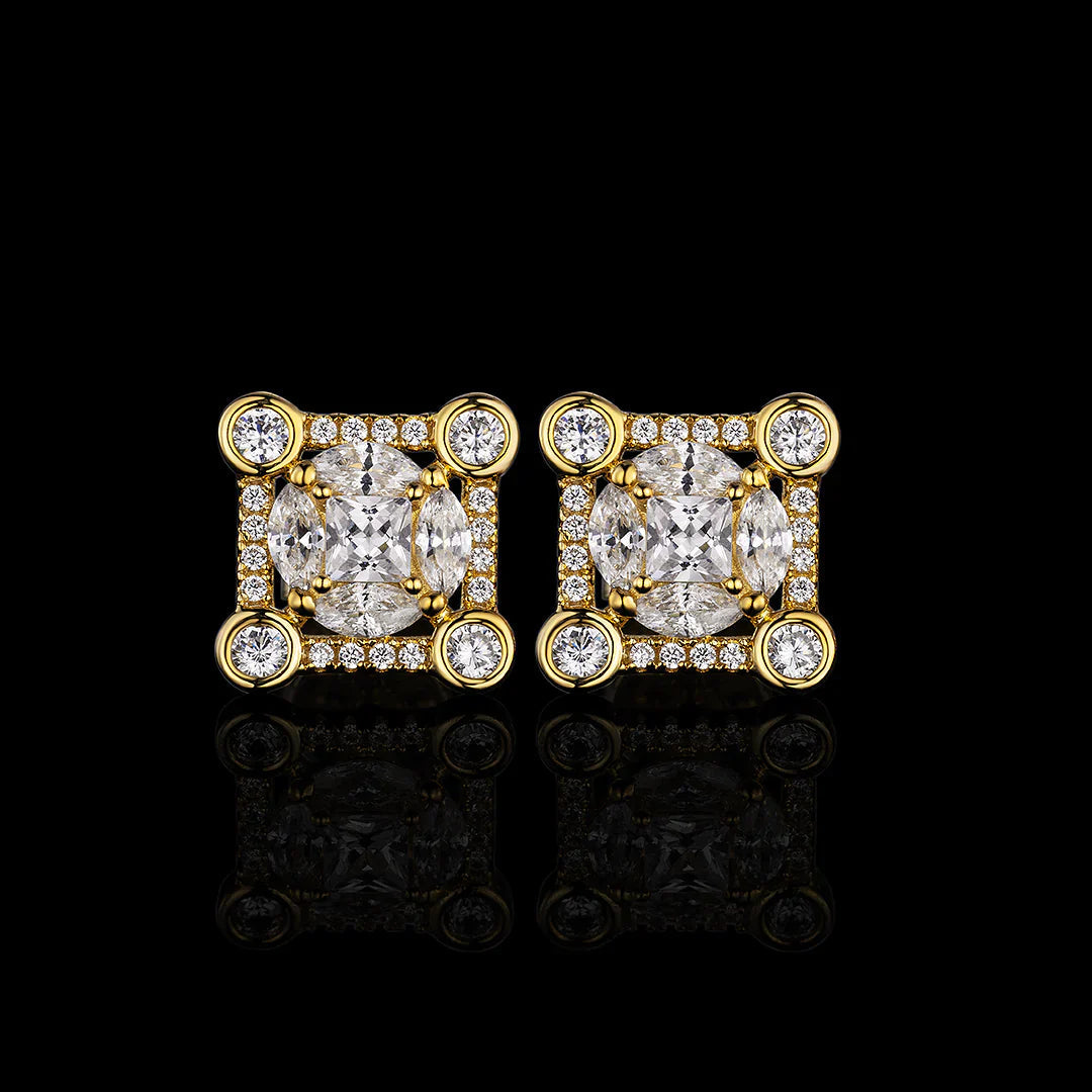 S925 Moissanite Solitaire Square Stud Earrings