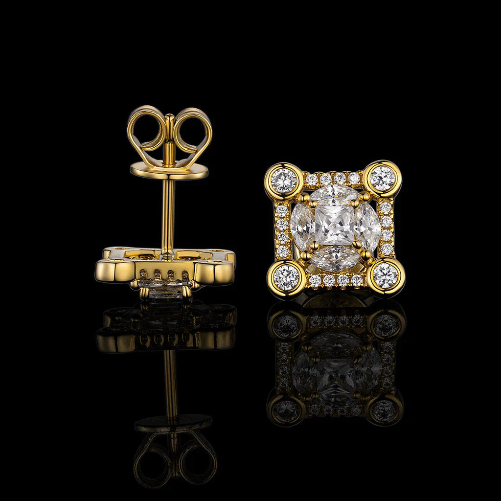 S925 Moissanite Solitaire Square Stud Earrings