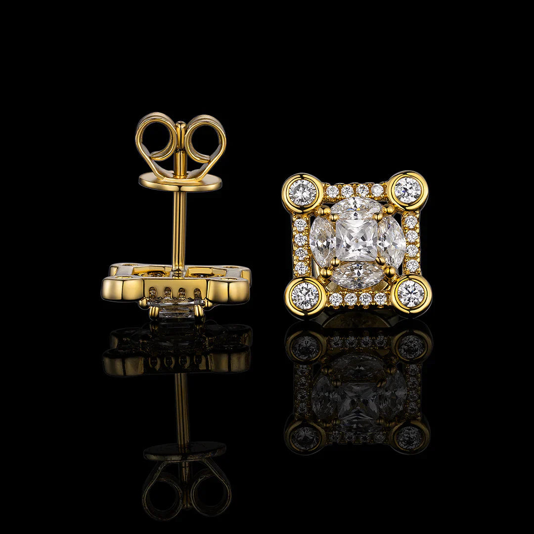 S925 Moissanite Solitaire Square Stud Earrings