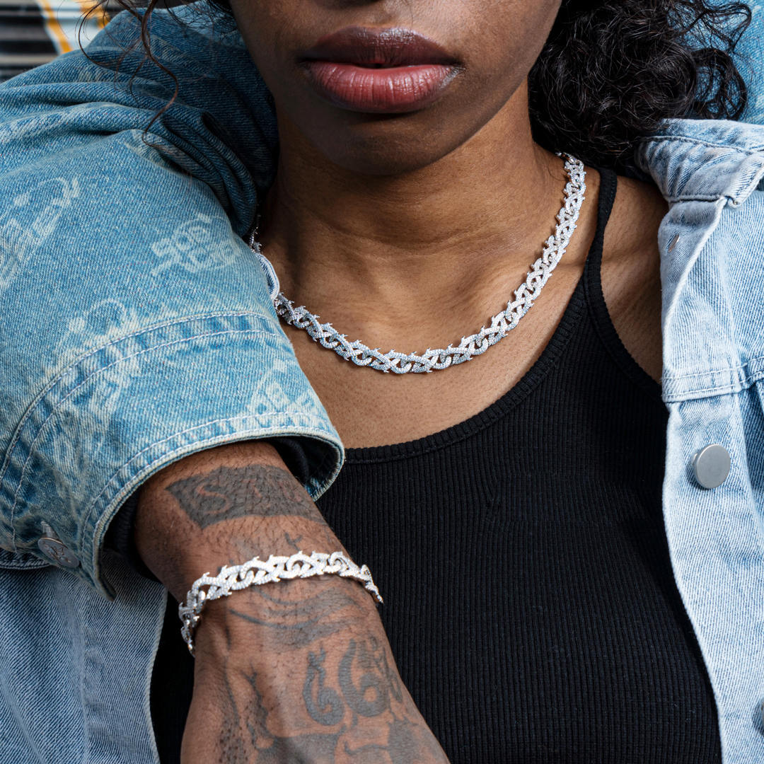 10mm Moissanite Crown Of Thorns  Bracelet