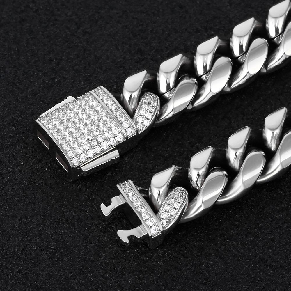 12mm Moissanite Diamond Clasp Miami Cuban Link Chain