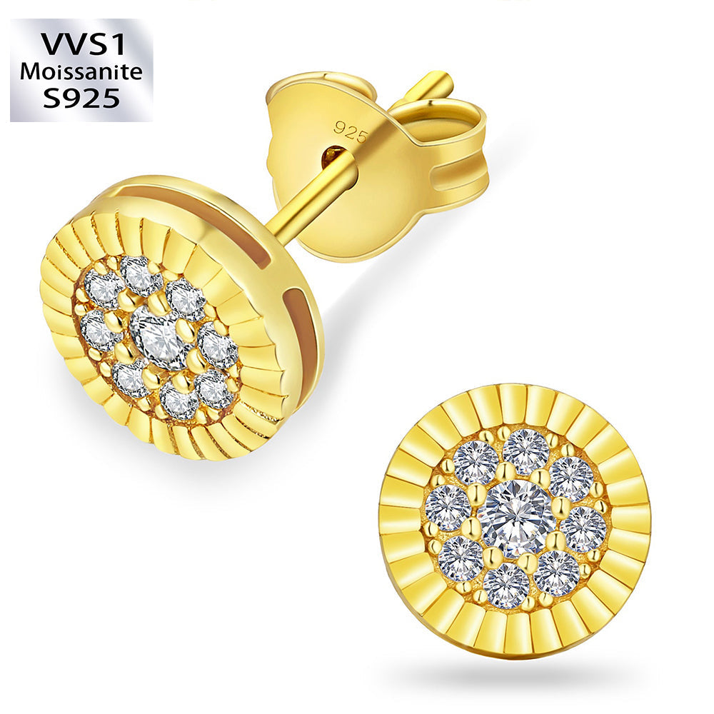 S925 & VVS1 Moissanite Round Excellent Earrings（0.5 Carats *2）