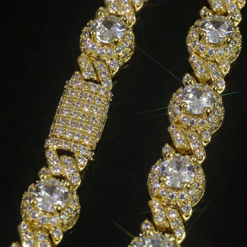 7.5mm Moissanite Hip Hop Round Bead Cuban Bracelet