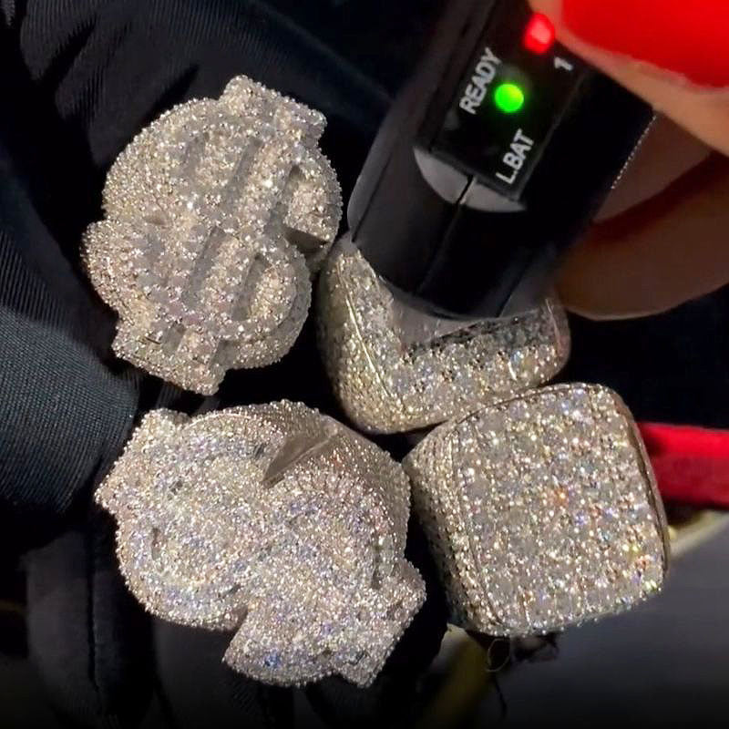 Moissanite Hip Hop with Diamond Rings