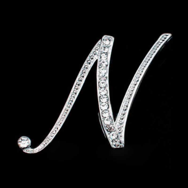 Moissanite Initial Letter Jewelry Brooches