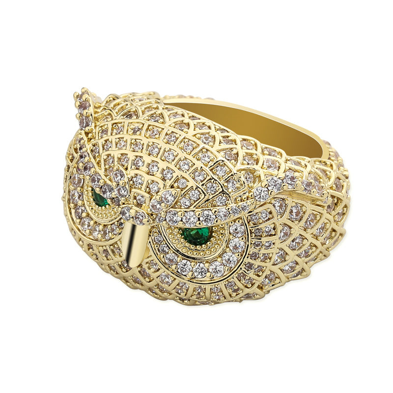 18K Gold Plated Moissanite Owl with Jewel Hip Hop Ring