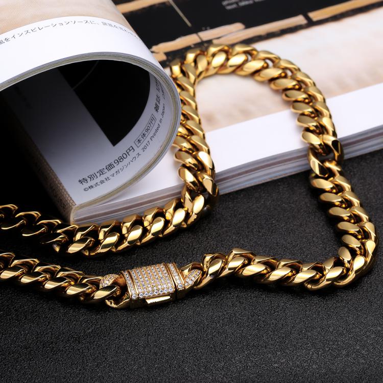 12mm Moissanite Diamond Clasp Miami Cuban Link Chain