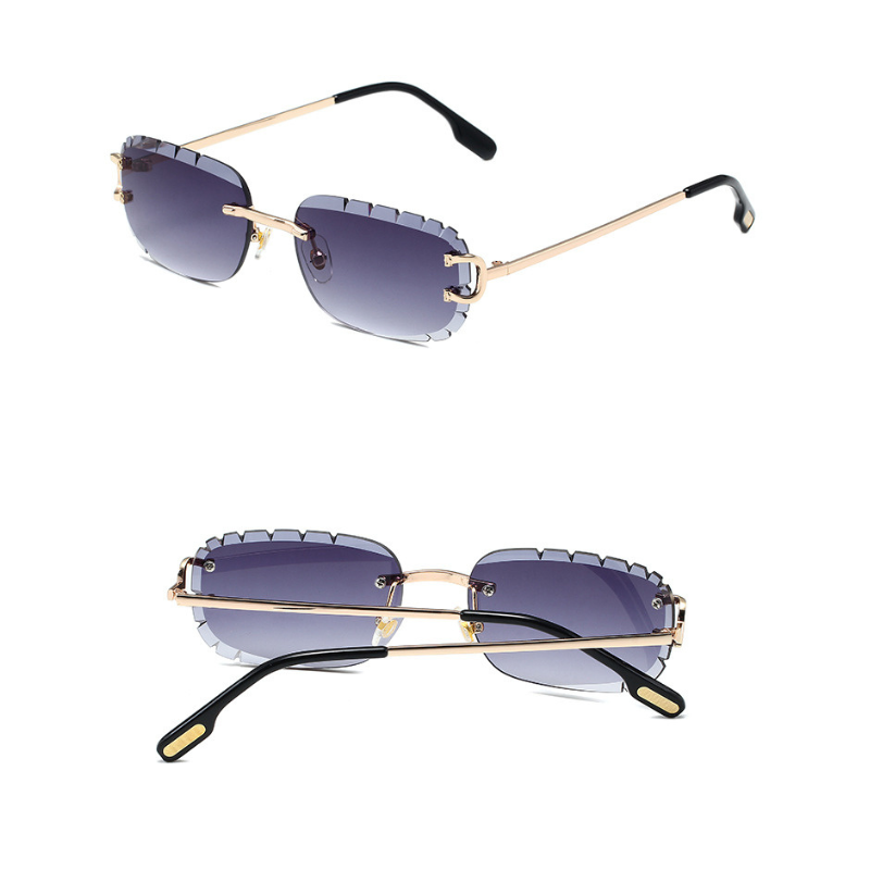 New Pattern Cut Edge Oval Frameless Sunglasses