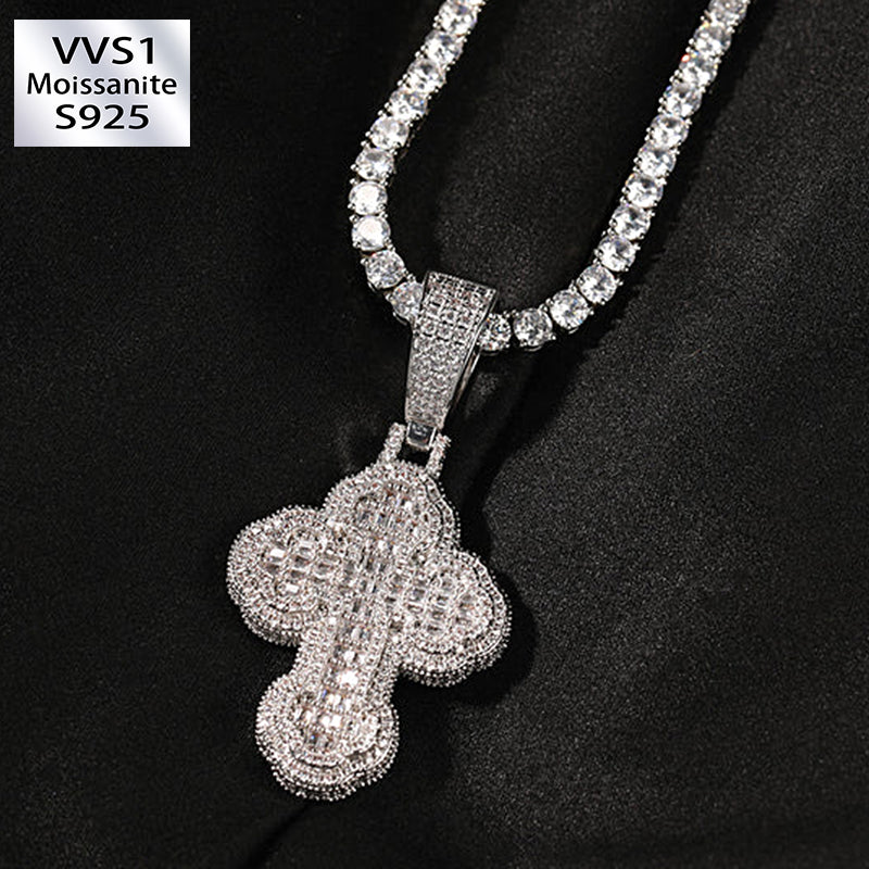 VVS Ice Out Cloud Cross Moissanite Pendant
