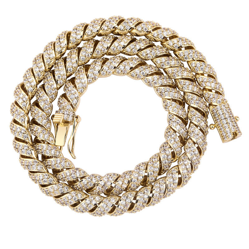 10mm Moissanite Ice Crystal Hemp Rope Chain