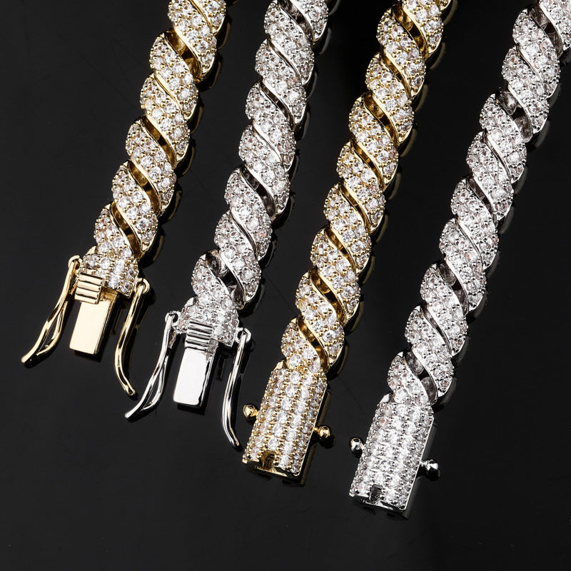 10mm Moissanite Ice Crystal Hemp Rope Chain