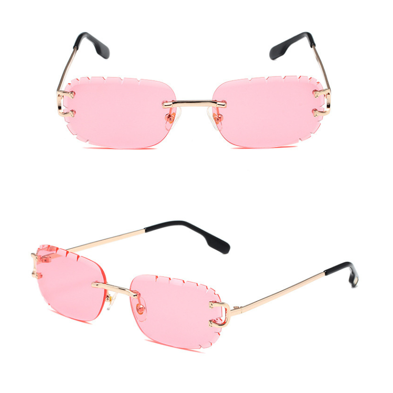 New Pattern Cut Edge Oval Frameless Sunglasses