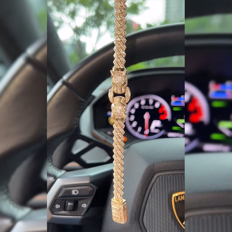 Custom Ruby Panther Cuban Bracelet in Gold