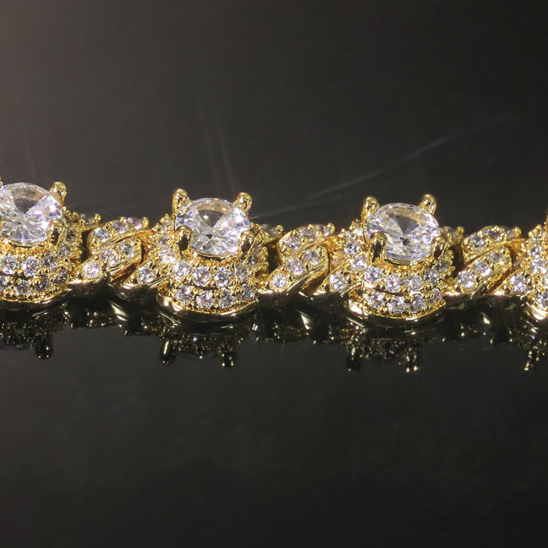 7.5mm Moissanite Hip Hop Round Bead Cuban Chain