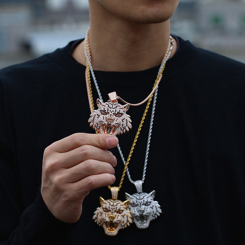 Morganite Hip Hop Leopard Head Pendant