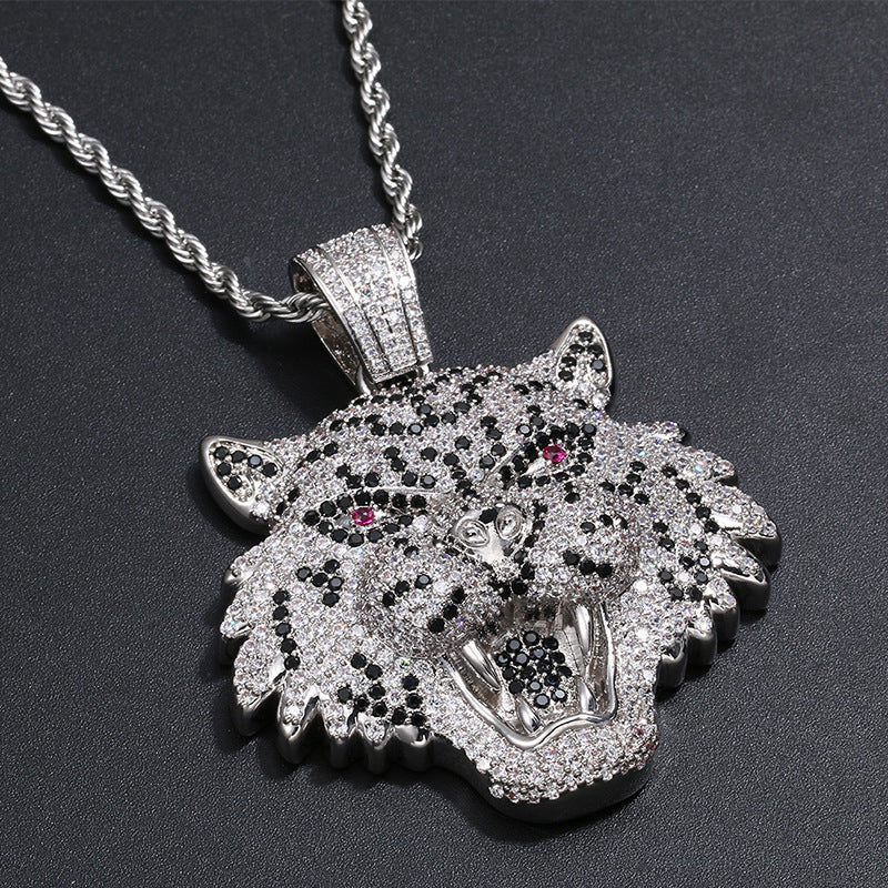 Morganite Hip Hop Leopard Head Pendant