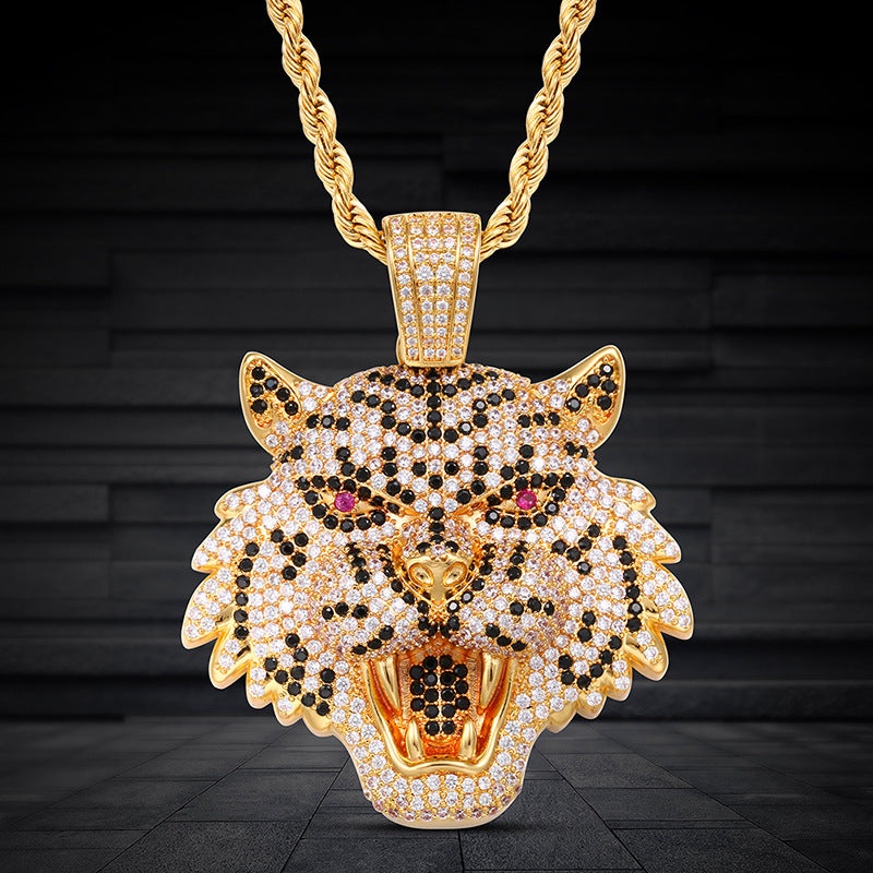 Morganite Hip Hop Leopard Head Pendant