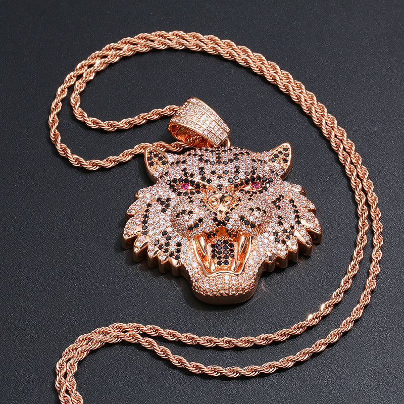 Morganite Hip Hop Leopard Head Pendant