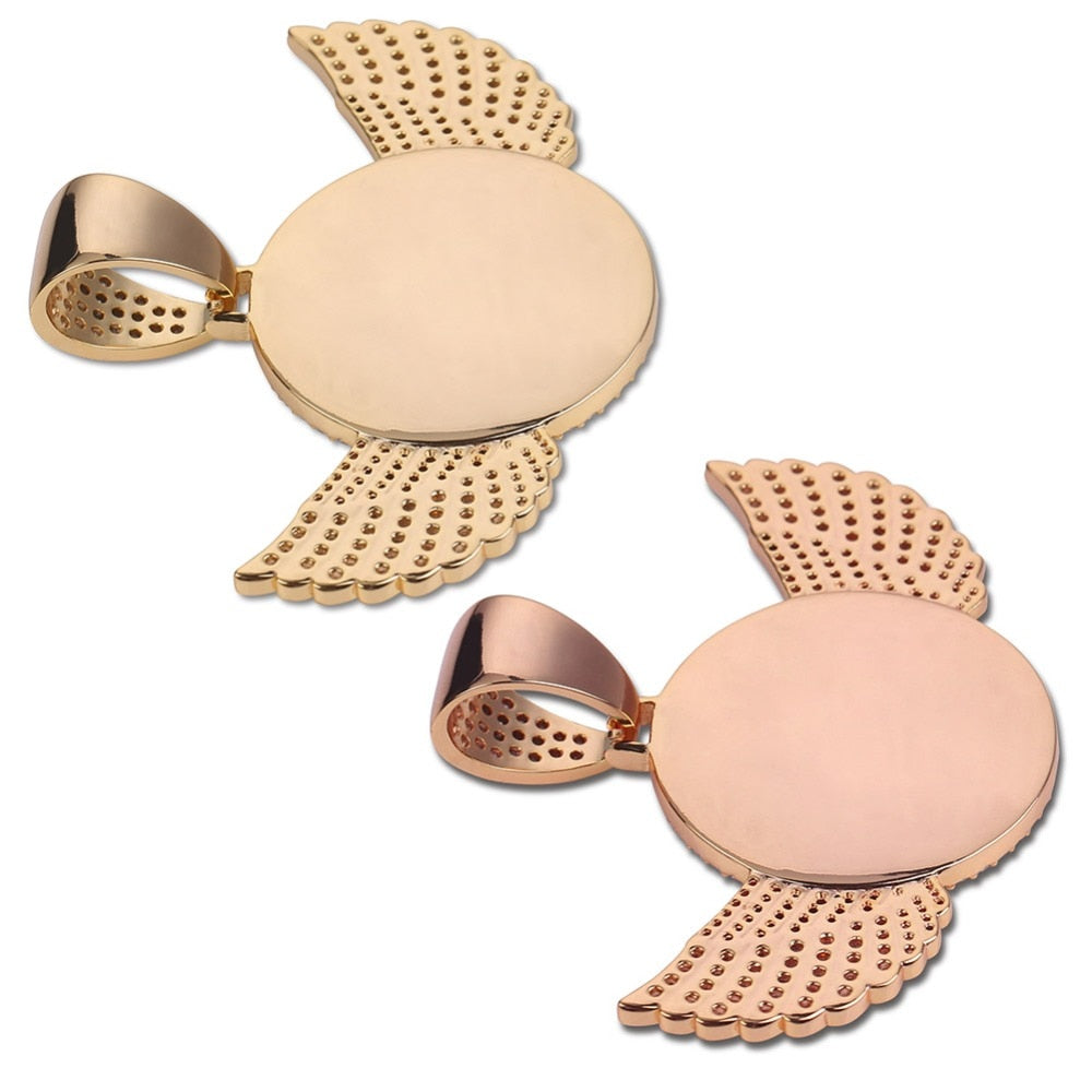 Custom Angel Wing Moissanite Necklace-Best Gifts For Men- Necklace With Picture Inside