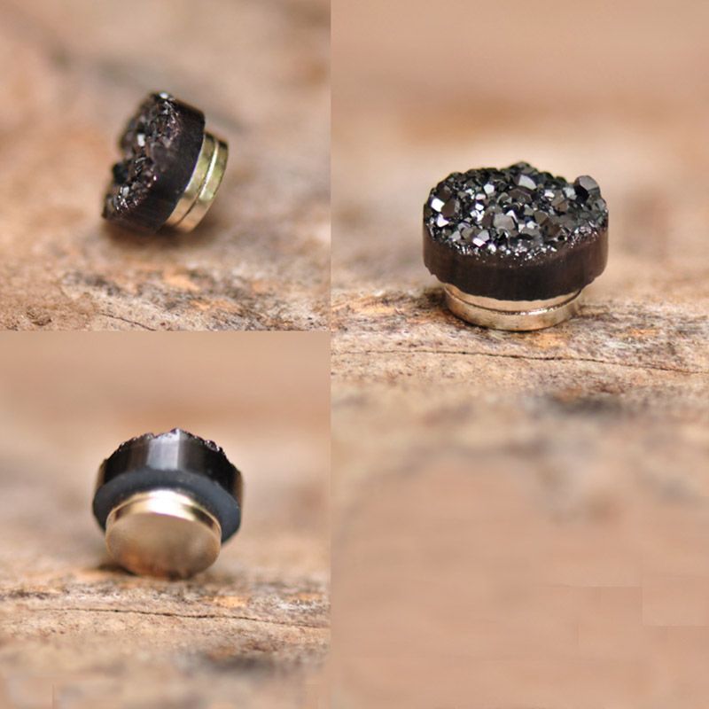 Quartz Round Magnetic Non-Piercing Stud Earrings