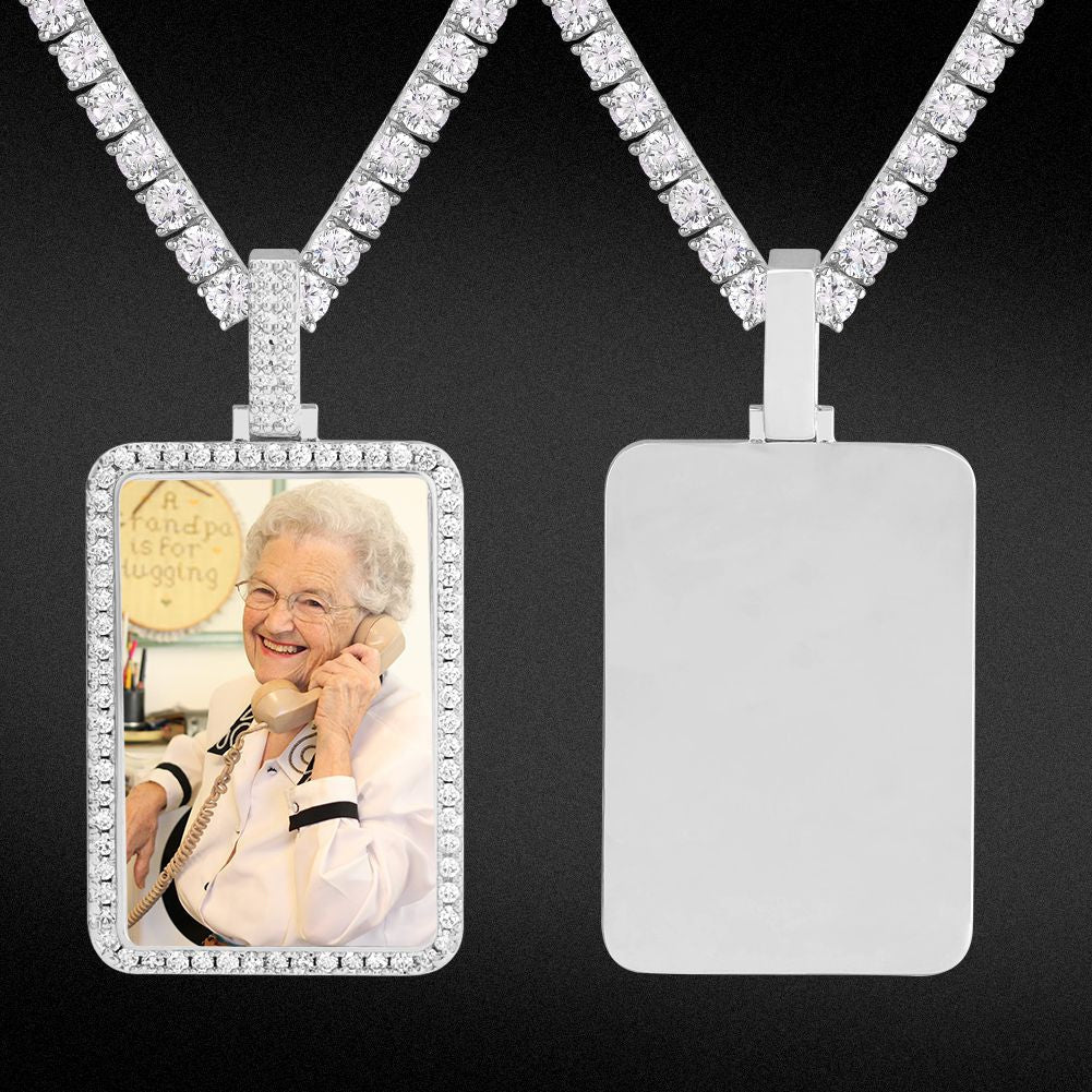 Iced Out Custom Dog Tag Picture Necklace Photo Moissanite Pendant