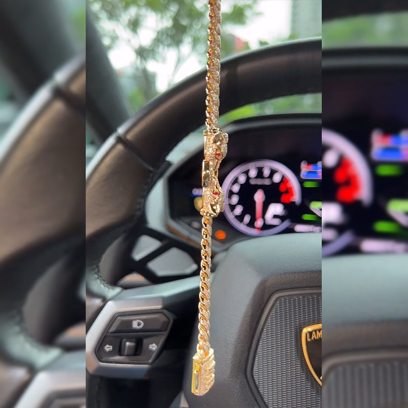 Custom Ruby Panther Cuban Bracelet in Gold