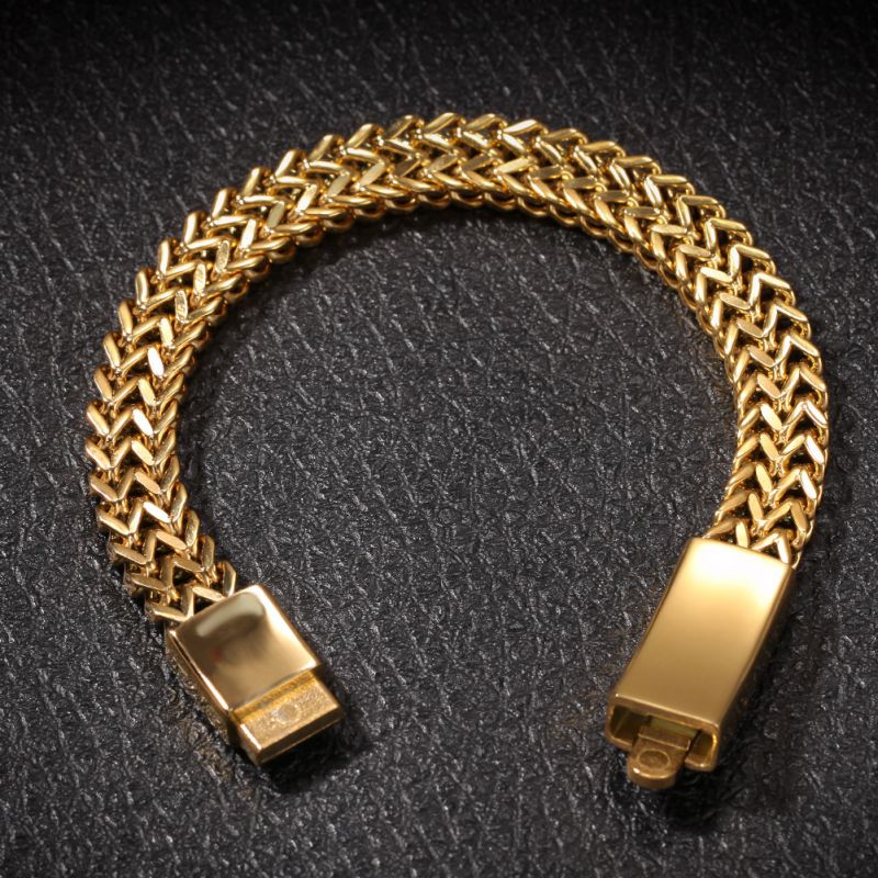 10mm Double Rows Franco Bracelet in Gold