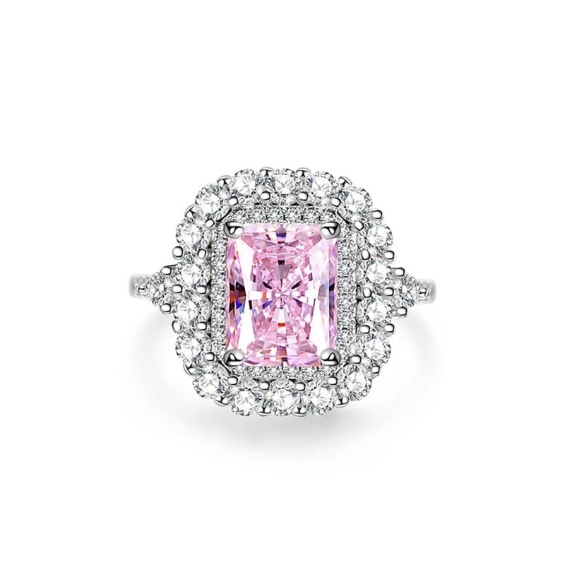 Pink Emerald Cut 3 Carat Engagement Ring