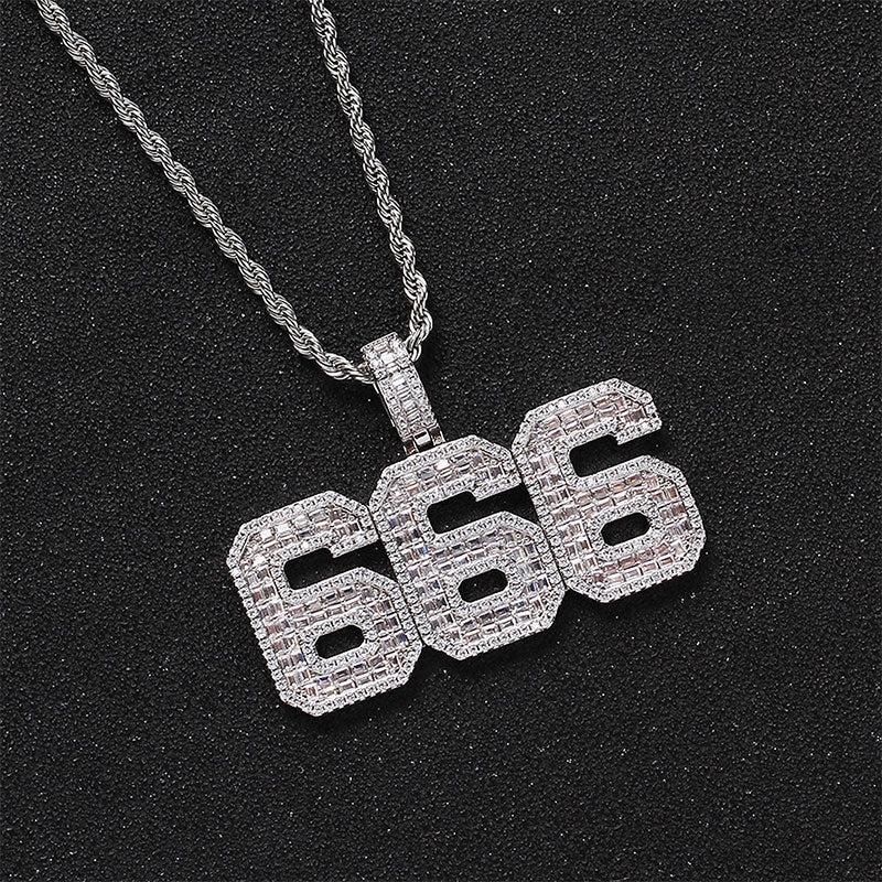 Custom Baguette Number Pendant