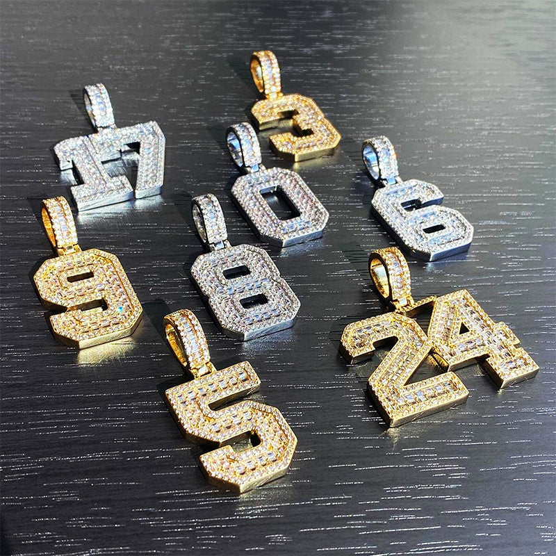 Custom Baguette Number Pendant