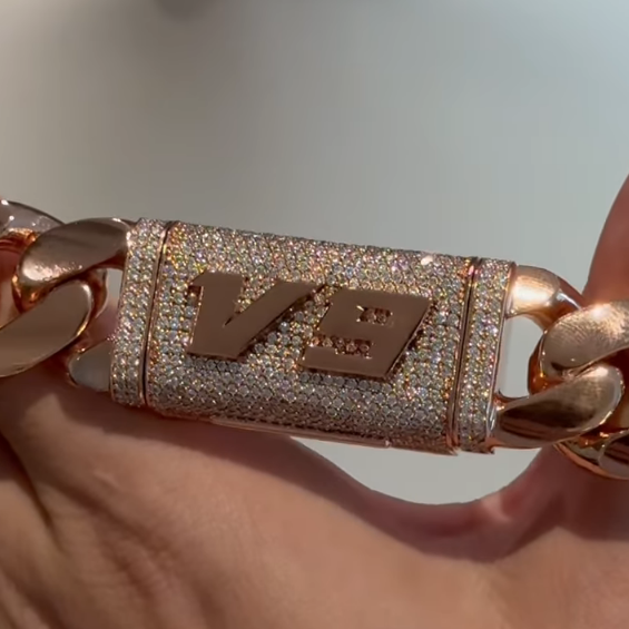 20mm Moissanite Custom Letter Buckle Cuban Chain