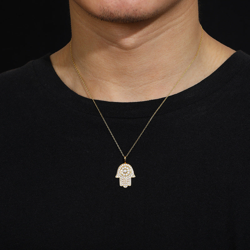 S925 Moissanite Hand of Fatima Pendant