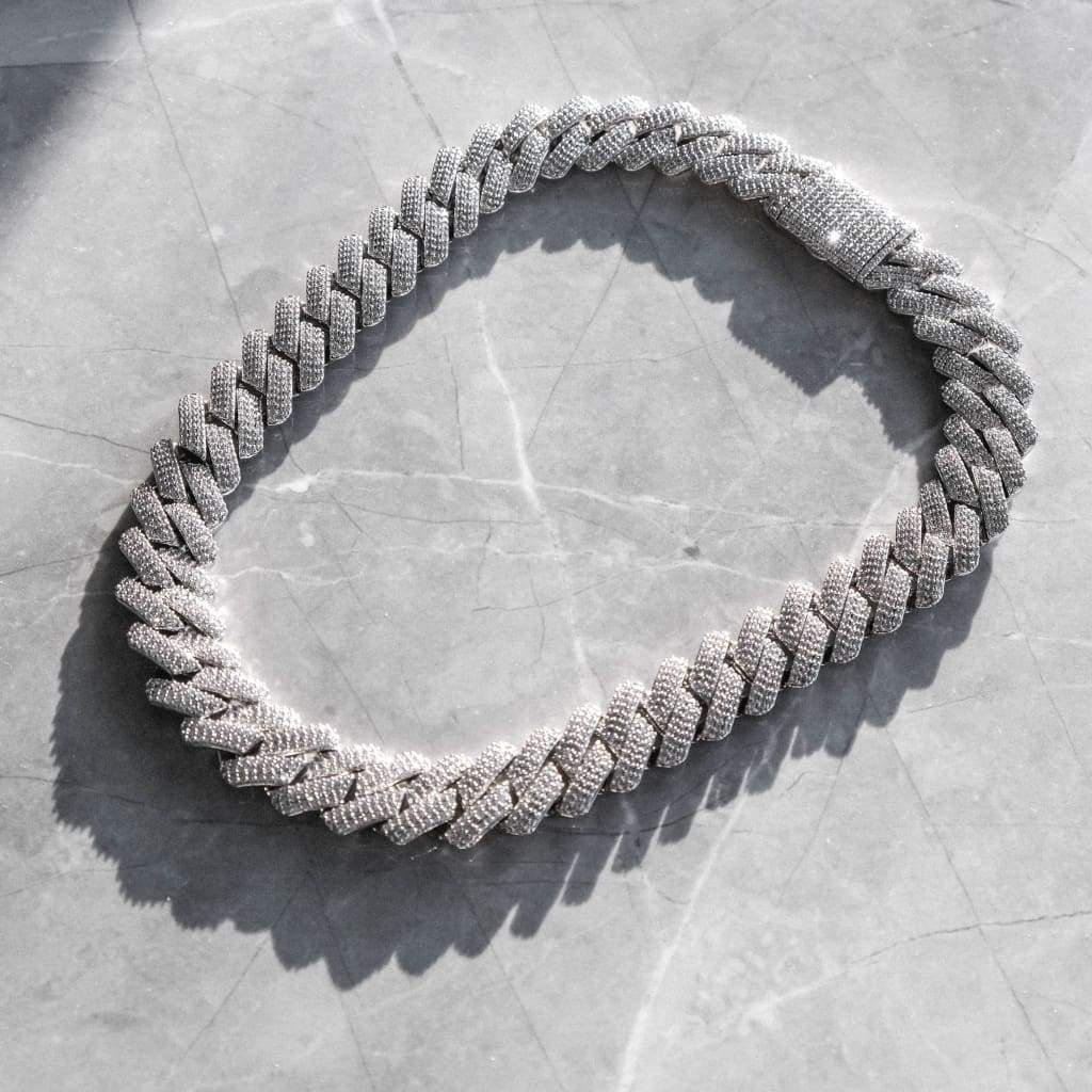 20mm Ice Out Miami Moissanite Diamond Chain In White Gold