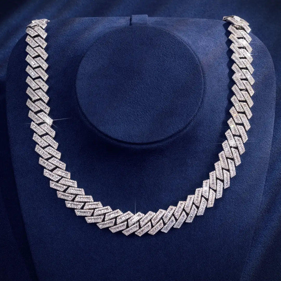 18mm Miami Baguette Chain In White Gold