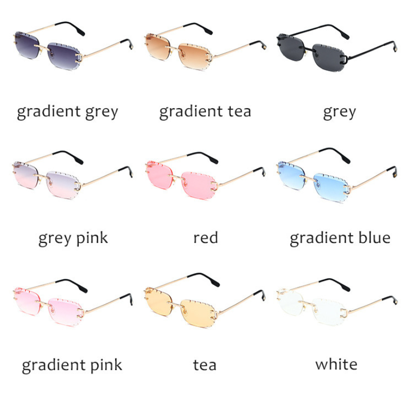 New Pattern Cut Edge Oval Frameless Sunglasses